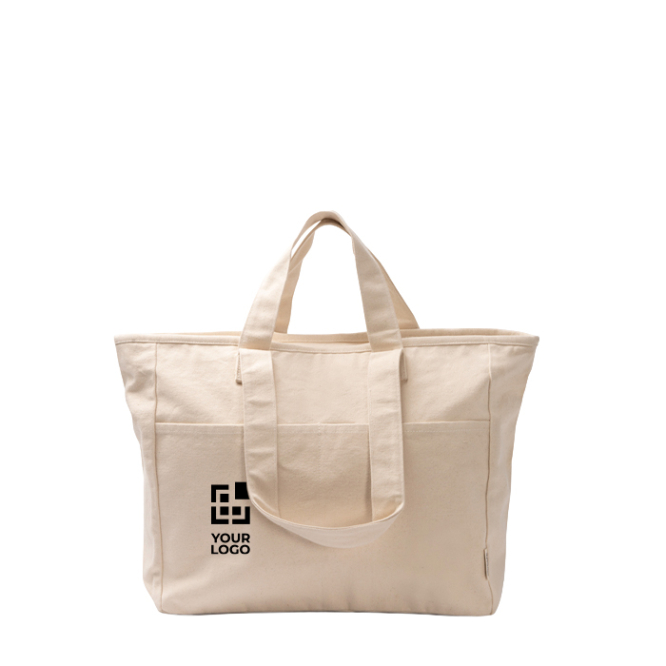 Baumwolltasche recycelt mit Reißverschluss und Taschen 420 g/m2