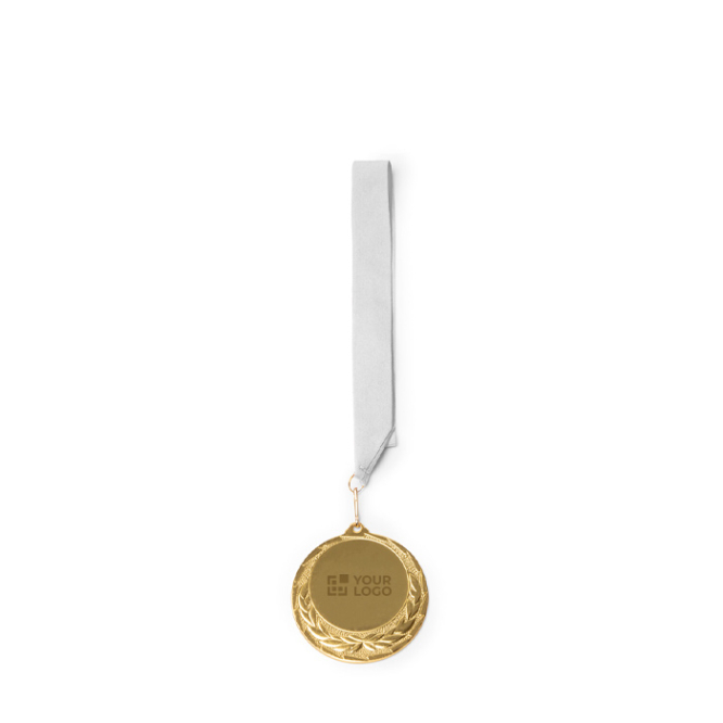 Metallmedaille mit Polyesterband und Karabinerhaken Ø7 cm