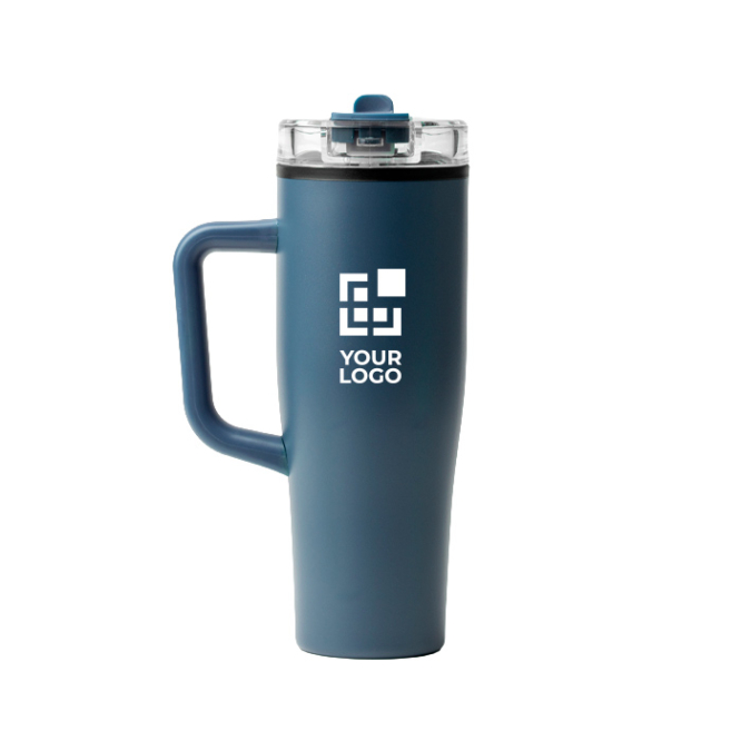 Thermobecher aus Edelstahl und Kunststoff mit Strohhalm, 830 ml