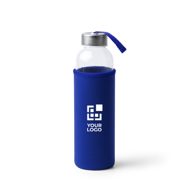 Glastrinkflasche mit Neoprenhülle und Trageschlaufe, 500 ml