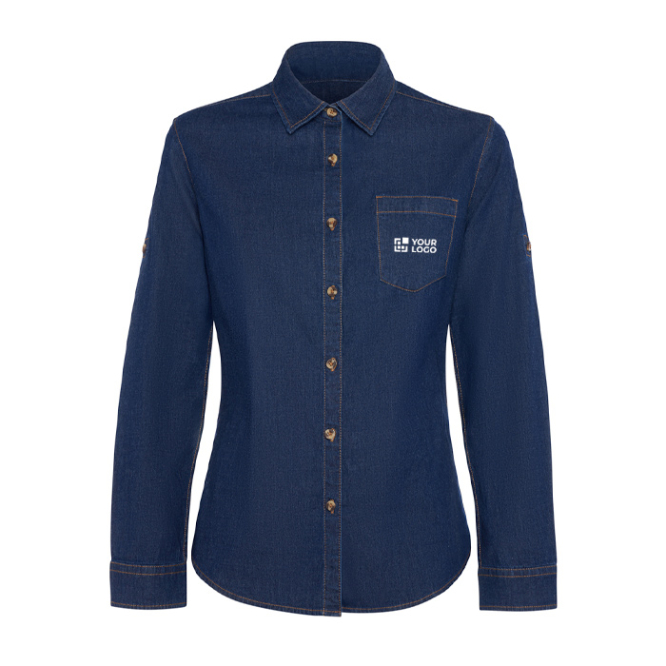 Damen-Jeanshemd aus Baumwolle, langarm 210g/m² Roly Direct Lujan