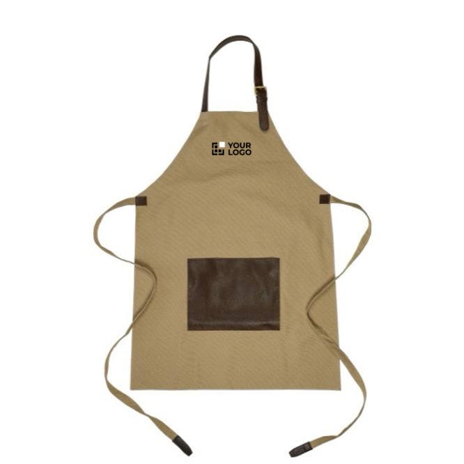 Verstellbare Schürze aus Canvas mit Vordertasche aus Leder