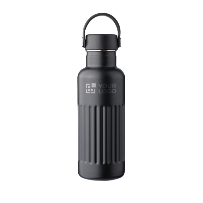 Edelstahlflasche aus recyceltem Material mit Tragegriffdeckel, 500 ml
