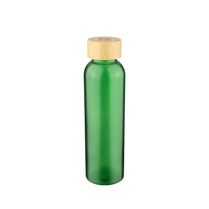 Farbige Glasflasche mit matter Beschichtung und Bambus-Schraubdeckel 500ml