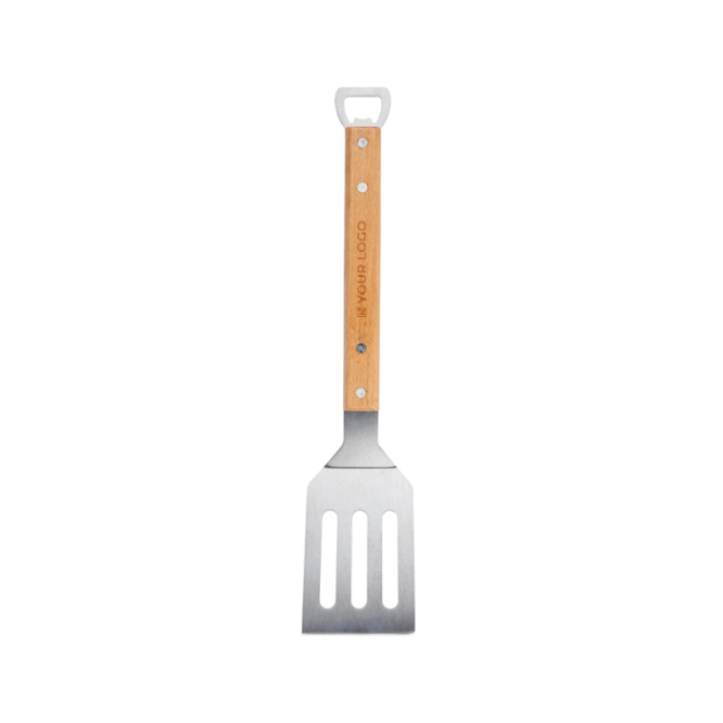 Grillwender mit Flaschenöffner und Holzgriff