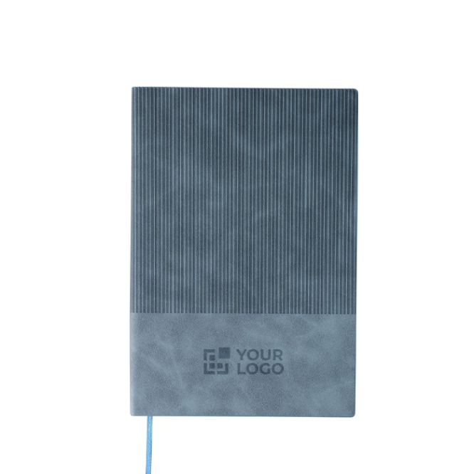 A5-Notizbuch aus Recycling-PU, Hardcover und Cordoptik, liniert