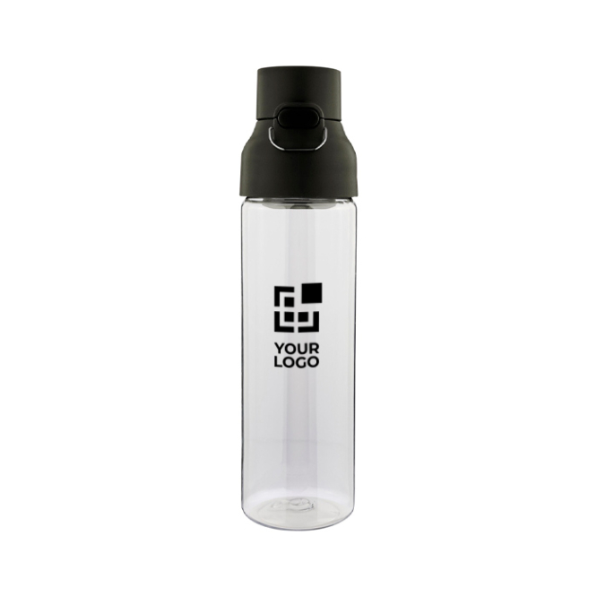 Transparente Tritan-Trinkflasche mit farbigem Deckel und Klickverschluss, 750 ml