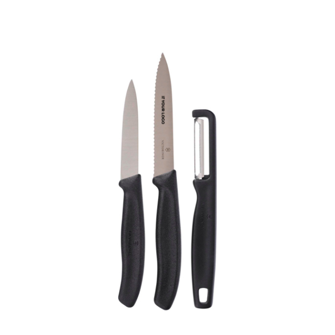 Küchenset aus Edelstahl mit 2 Messern und Sparschäler von Victorinox