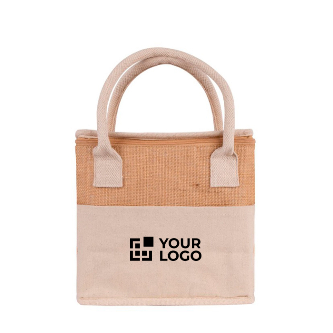 Kühltasche aus Jute mit verstärkten Baumwollhenkeln