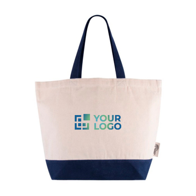 Recycelte Tasche mit farbigem Griff und Boden, 320 g/m2