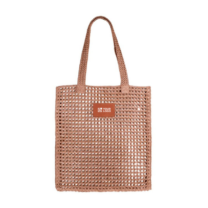 Tasche aus Raffiapapier mit Griffen und Etikett für Druck