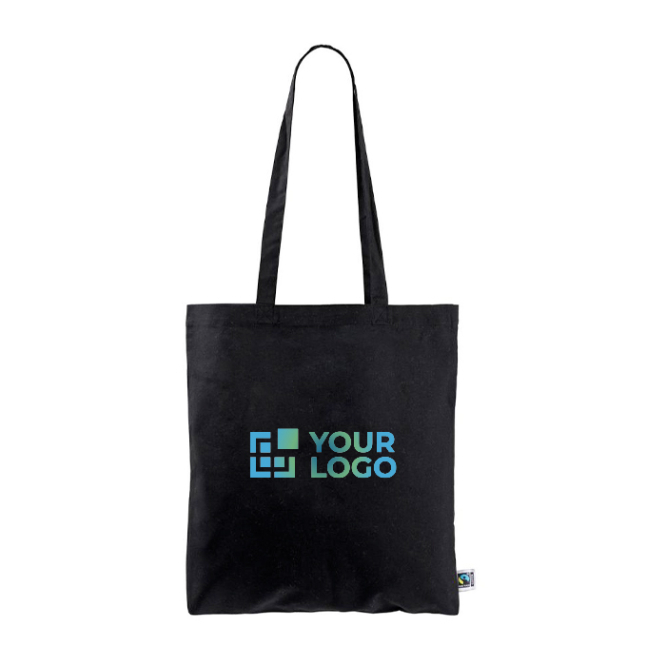 Fairtrade-Baumwolltasche mit langen Henkeln, 6 kg Traglast, 140 g/m²