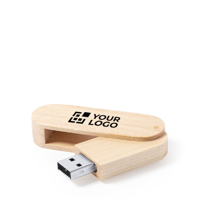 Personaliserbarer drehbarer Holz USB Stick mit Schutzgehäuse