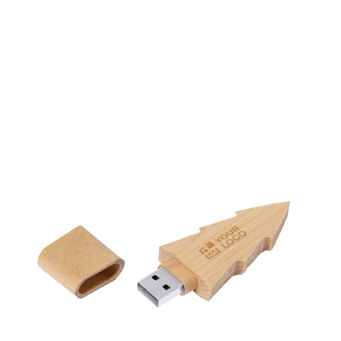 USB Stick aus Holz mit Pinien Design und Schutzkappe