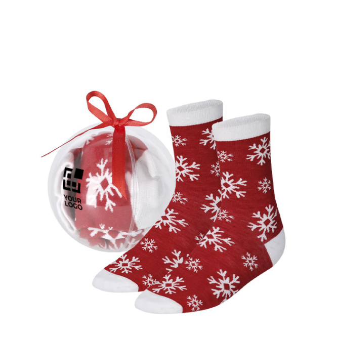 Weiche Weihnachtssocken aus Polyester in transparenter Dekokugel