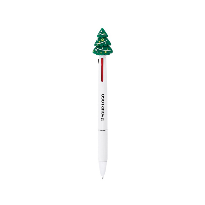 Dreifarbiger Kugelschreiber mit weihnachtlichem Gummidetail