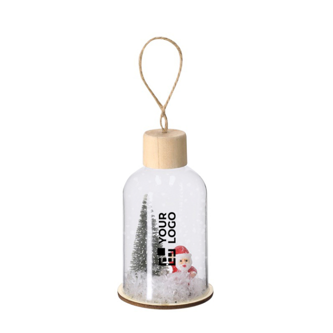 Weihnachtsanhänger aus Glas mit Holzsockel
