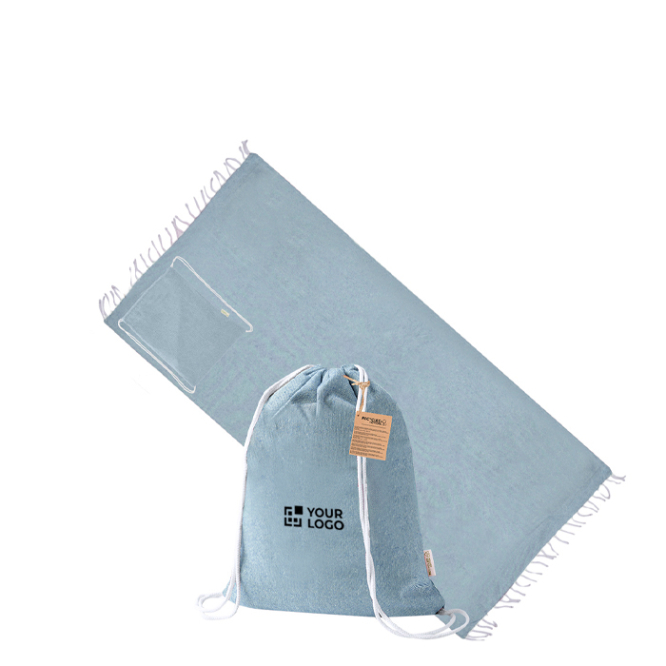 Kordelzugrucksack mit faltbarem Pareo aus recycelter Baumwolle