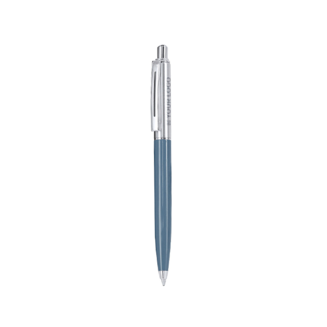 Metallisierter Kugelschreiber mit Metallclip, blaue Tinte