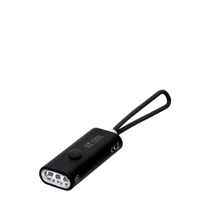 Taschenlampe aus recyceltem Aluminium mit 3 LEDs und Silikongriff