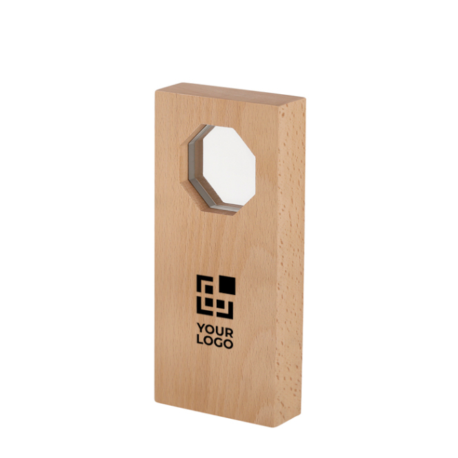 Achteckige Trophäenplakette aus Holz und Glas für Auszeichnungen