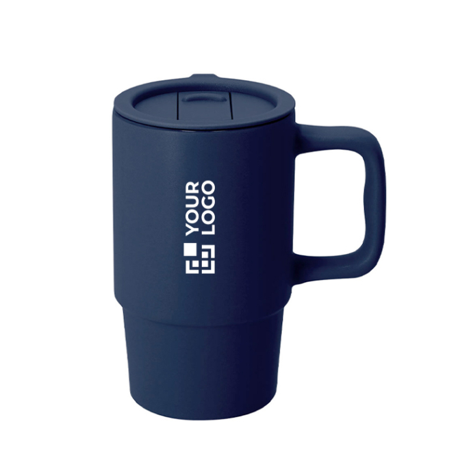 Keramik-To-go-Becher mit Schiebedeckel und matter Oberfläche, 430 ml