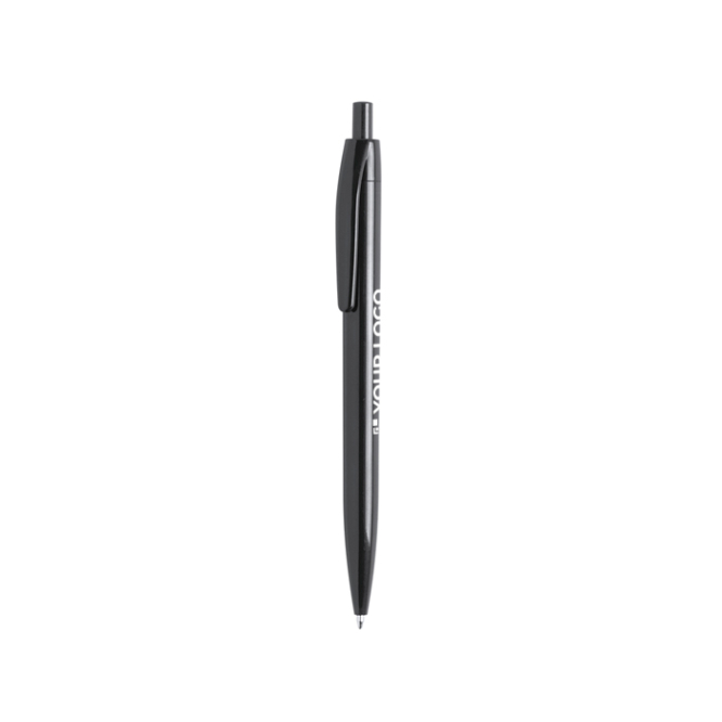 Kugelschreiber aus Kunststoff mit glänzendem Finish, schwarze Tinte
