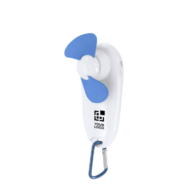 Tragbarer Ventilator mit LED-Taschenlampe und Transportkarabiner