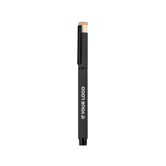 Bambus Rollerball mit recyceltem Aluminium, blaue Tinte
