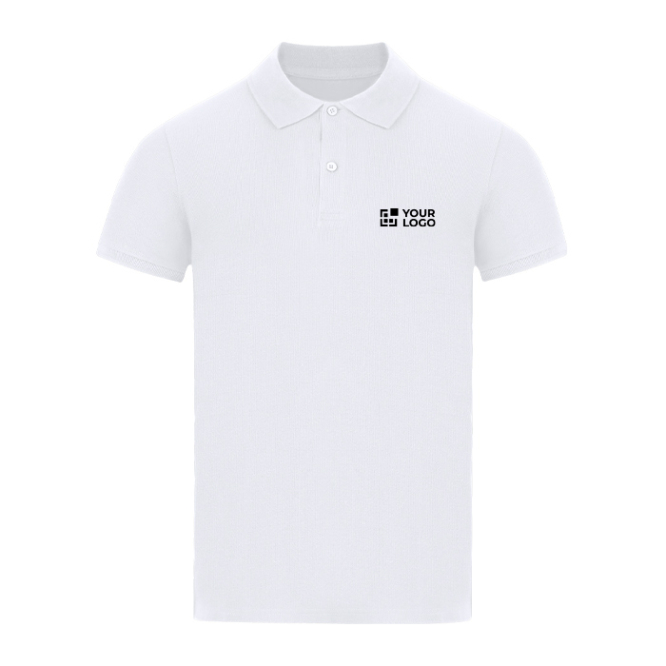 Weißes Polohemd kurzarm aus Piqué Baumwolle 180 g/m²