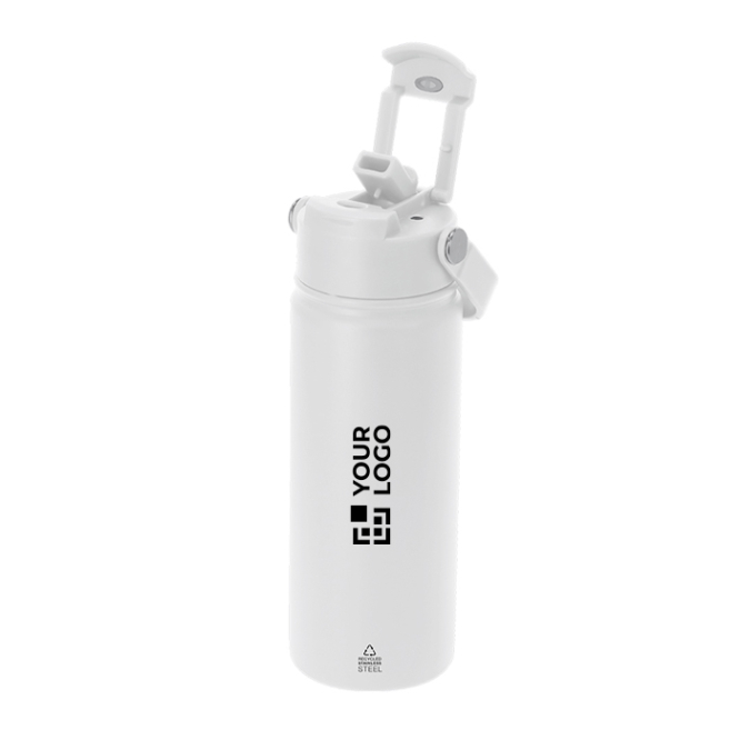 Thermobecher aus Edelstahl mit Öffnungsdeckel und Strohhalm 550 ml
