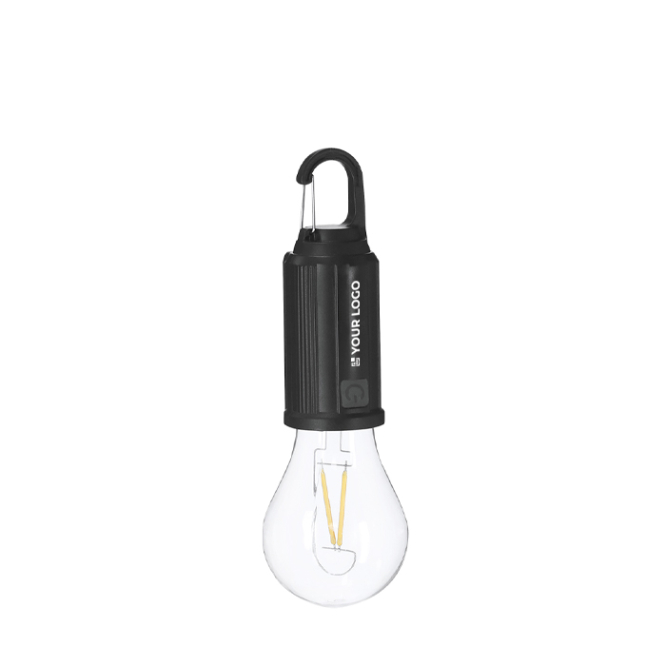 Glühbirnenförmige Lampe mit Solarladung und Akku mit Karabiner