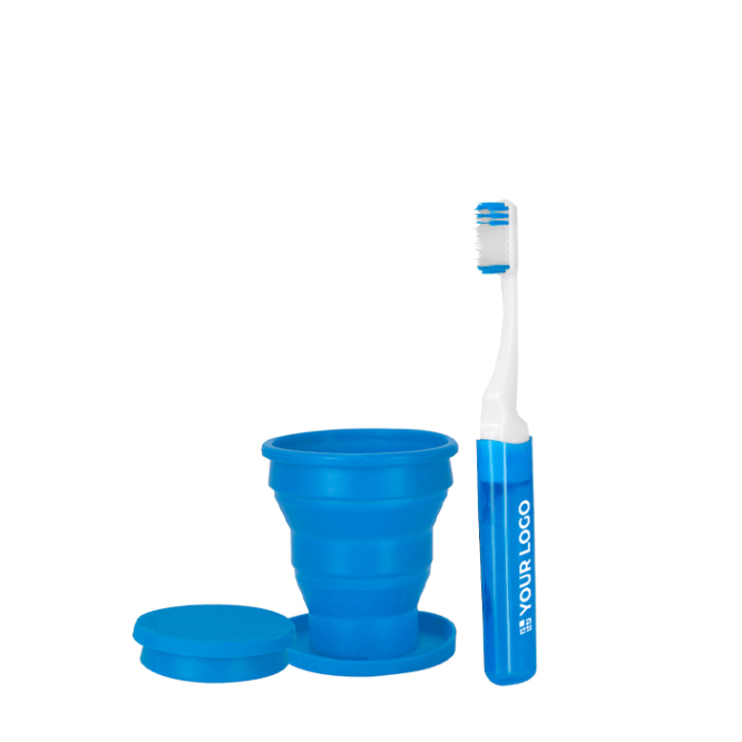 Reise Dentalset mit Zahnbürste und faltbarem Becher