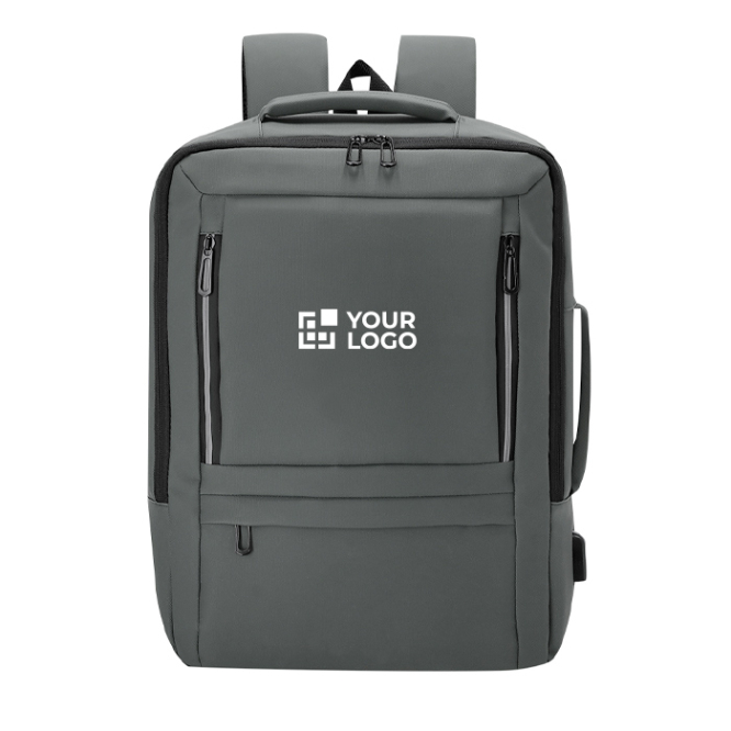 Erweiterbarer Rucksack aus Kunstleder für Laptop mit USB-Anschluss 15