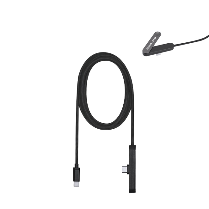 USB-C-Ladekabel aus recyceltem Kunststoff mit Handyhalterung, 60 W