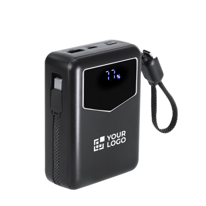 Powerbank mit integrierten Kabeln und Ladeanzeige, 20000 mAh