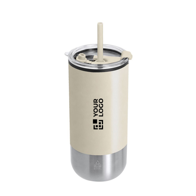 Thermobecher aus recyceltem Edelstahl mit zwei Trinköffnungen, 480 ml