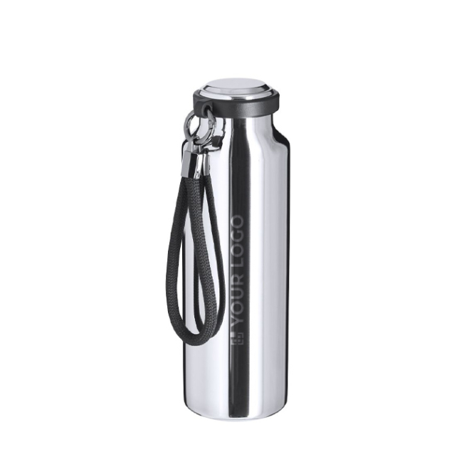 Thermoflasche aus recyceltem Edelstahl mit Trageband, 480 ml