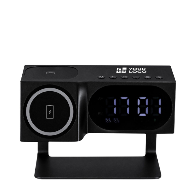 Kabellose Ladestation mit Lautsprecher und Digitaluhr, 1200 mAh