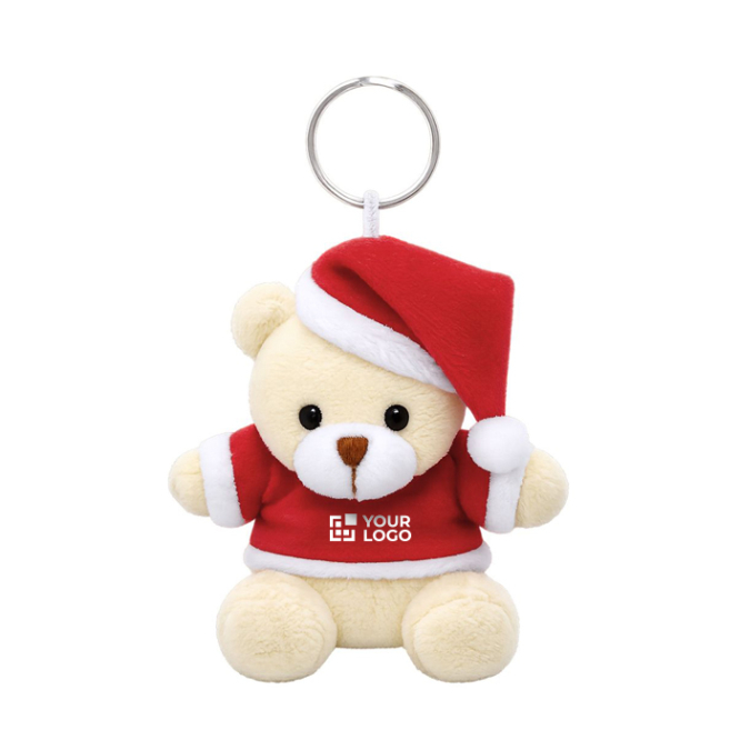 Plüschbär-Schlüsselanhänger mit Weihnachtsmannanzug und Mütze