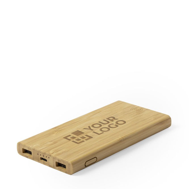 Externe Bambus-Powerbank mit kabellosem Laden 6.000 mAh