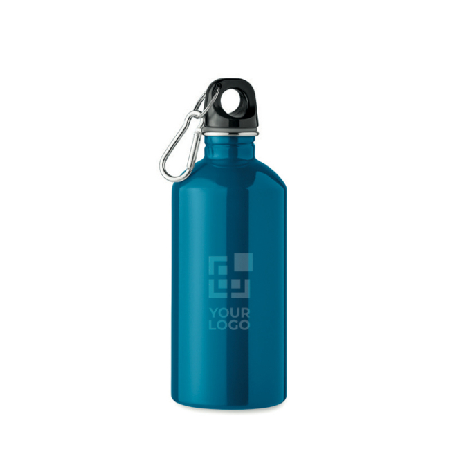 Recycelte Edelstahlflasche mit Karabiner 500 ml