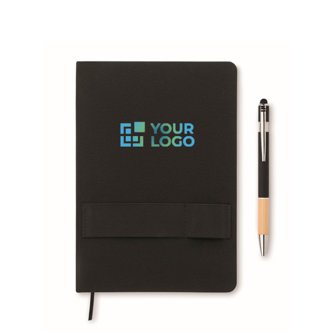 Liniertes Notizbuch und Stift mit Gummiband für Handy, A5