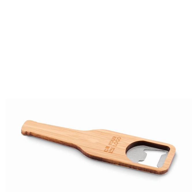 Magnetischer Flaschenöffner aus Bambus in Bierflaschenform