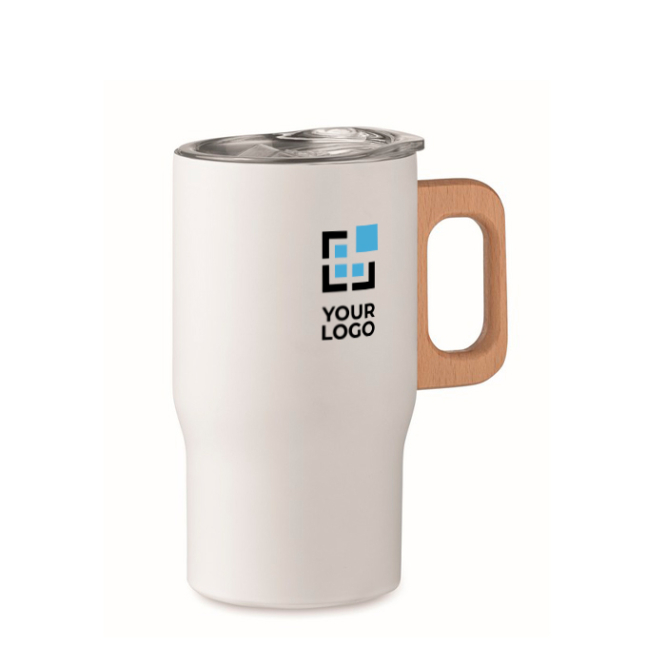 Tasse aus recyceltem Edelstahl mit Holzgriff, 350 ml