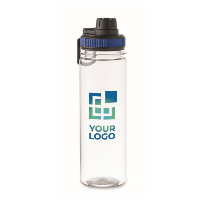Transparente RPET-Flasche mit Deckel und Tragegriff, 750 ml