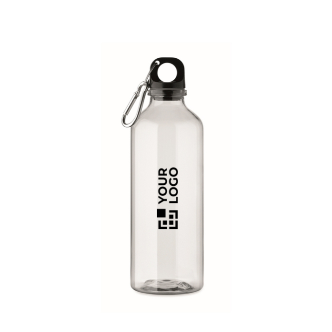 Transluzente RPET-Flasche mit Verschluss und Karabiner 500 ml