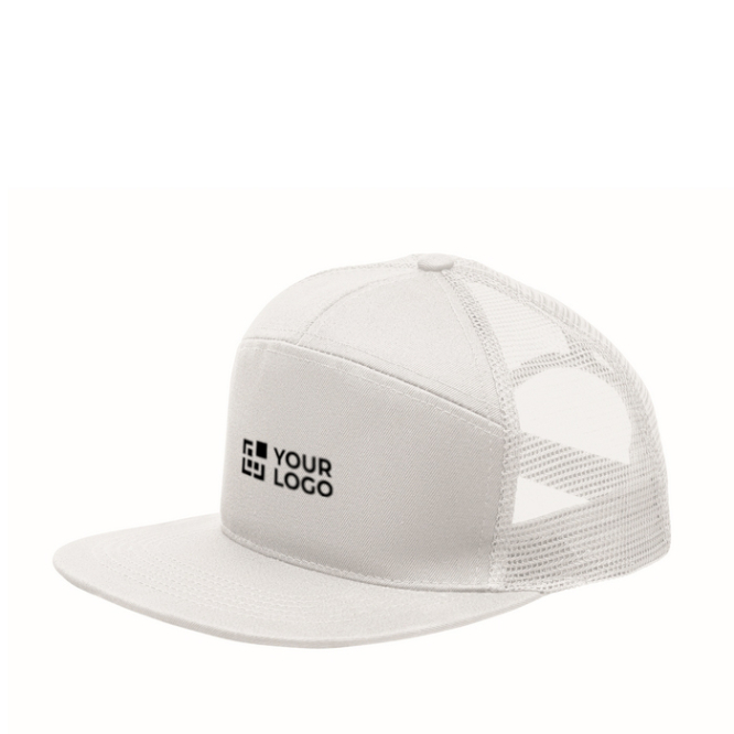 7-Panel-Cap aus Baumwolle mit flachem Schirm und Mesh