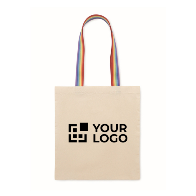 Baumwoll Tote Bag mit Regenbogen-Henkeln 180 g/m²