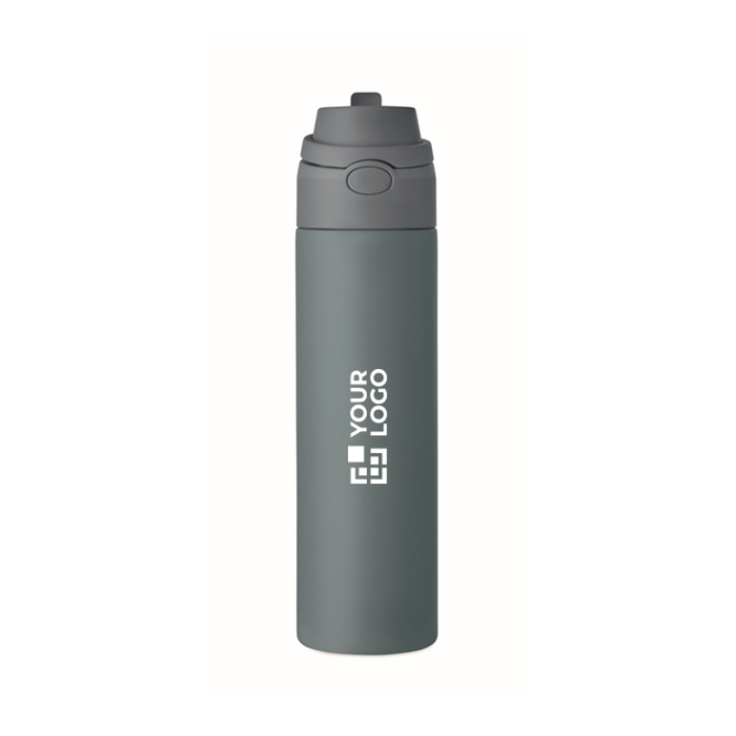 Recycelte Edelstahlflasche mit 2 in 1 Strohhalm 650 ml